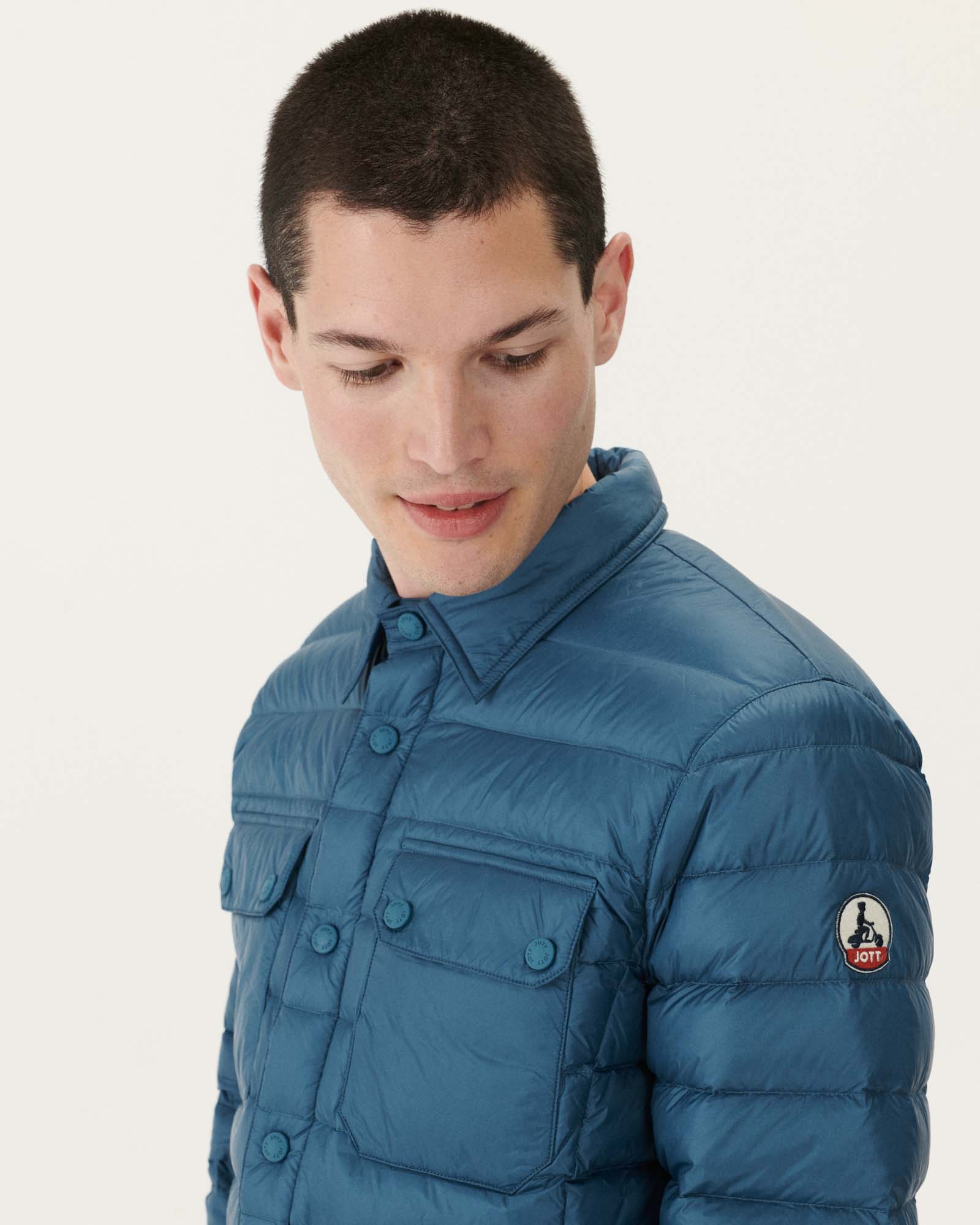 Doudoune légère col chemise Bleu jeans Cris