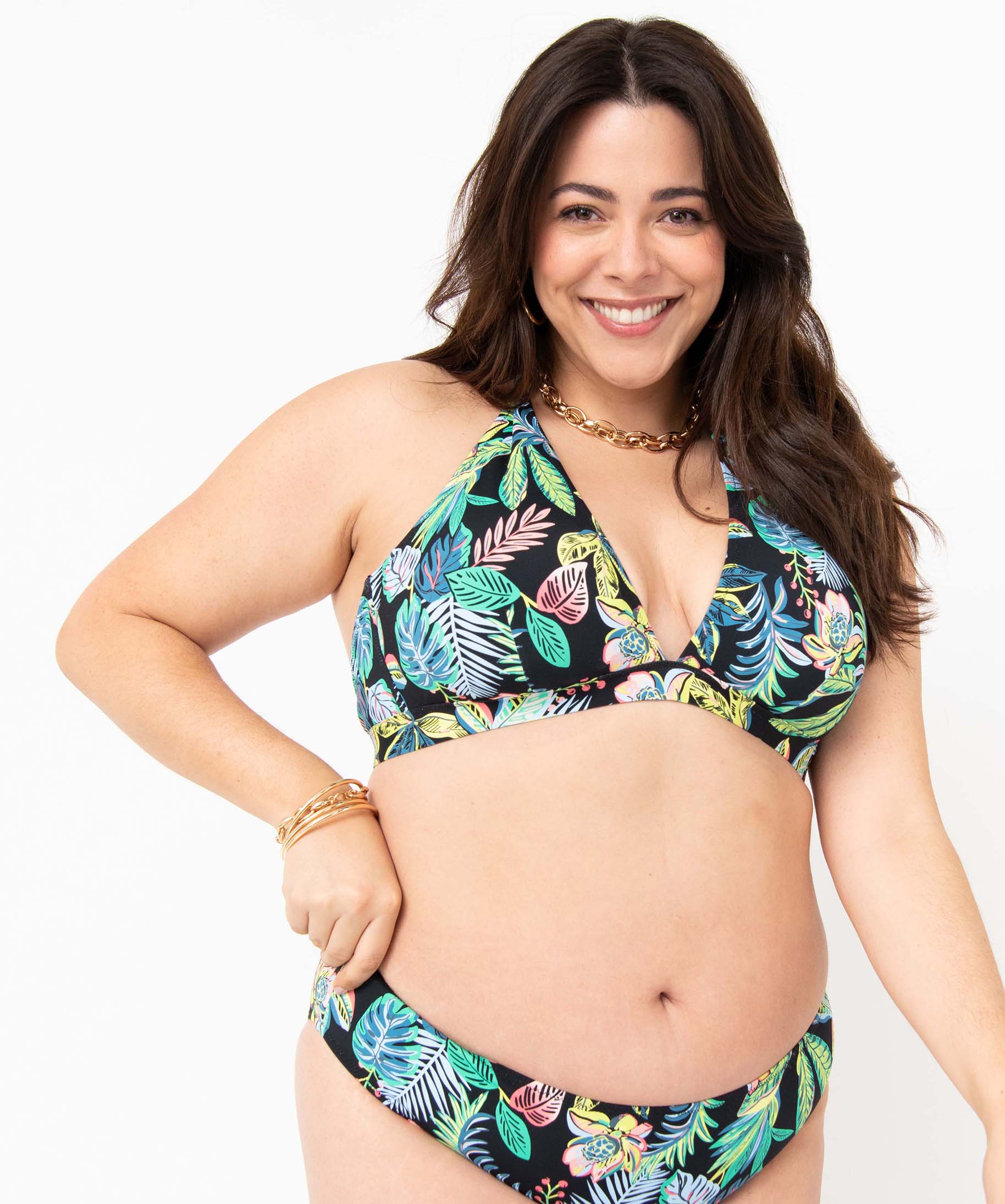 Haut de maillot de bain femme grande taille forme triangle imprime | GEMO