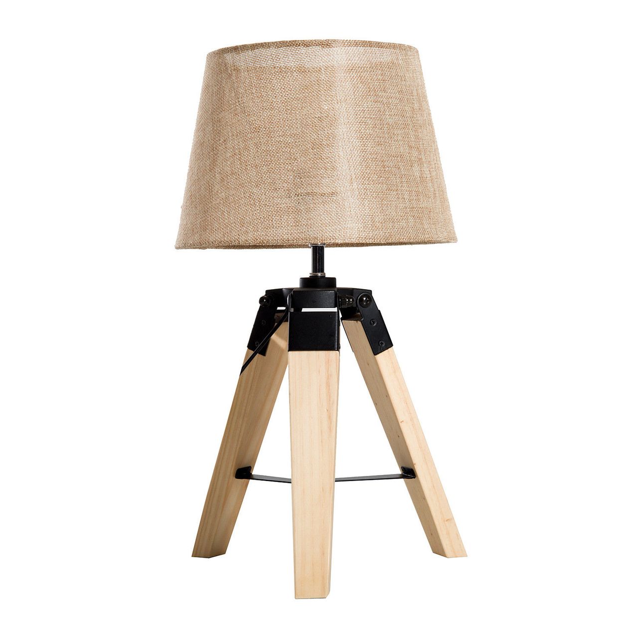 HOMCOM Tischleuchte Tischlampe Nachttischlampe E27 Leinenoptik, Kiefer Polyester, 24x24x45cm (Beige)