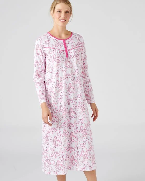 Chemise de nuit en pur coton peigné