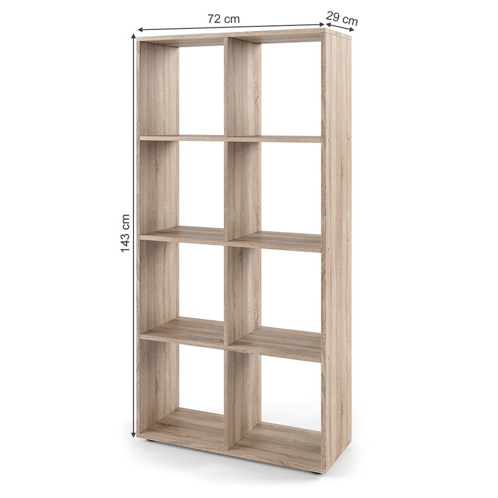 Vicco Raumteiler Bücherregal Standregal SCUTUM 8 Fächer Braun