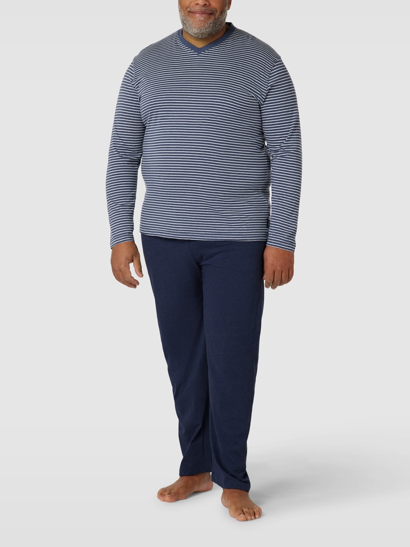 PLUS SIZE Pyjama mit Streifenmuster in blau meliert
