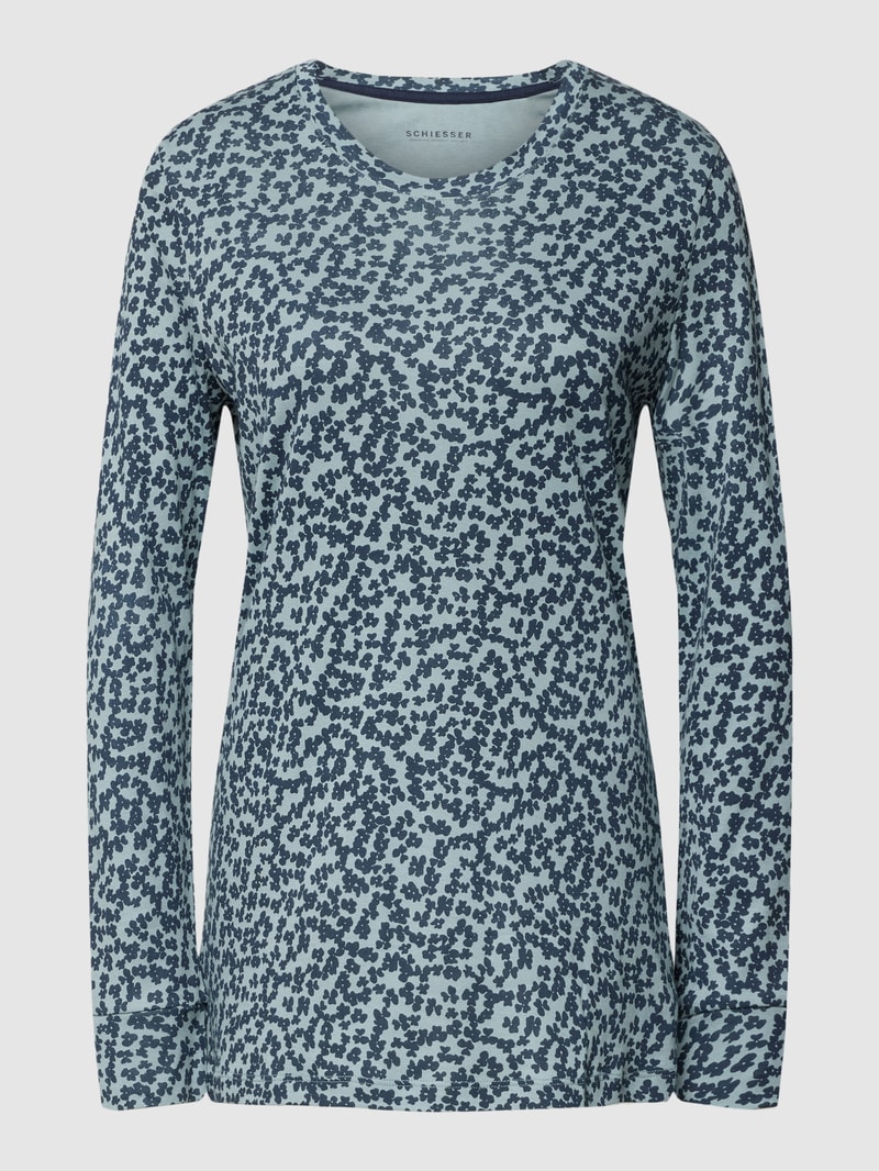 Comfort Fit Pyjama-Oberteil mit Allover-Muster in dunkelblau