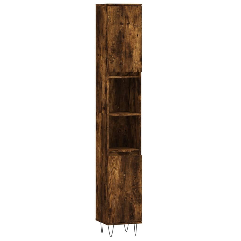 vidaXL Badezimmerspiegelschrank Badschrank Räuchereiche 30x30x190 cm Holzwerkstoff (1-St)