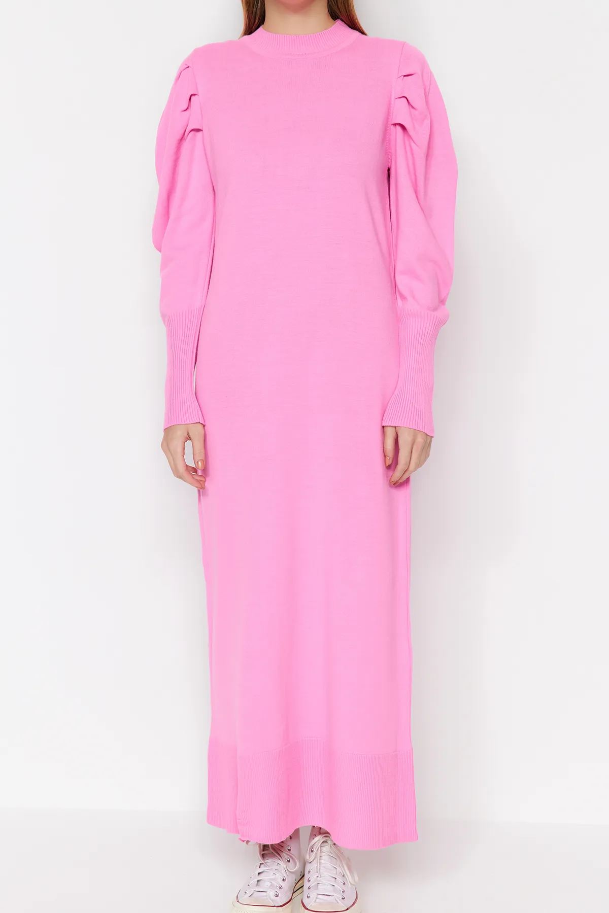 Trendyol Modest  Rosa ungefütterte einfarbige Strickware TCTAW23EB00047
