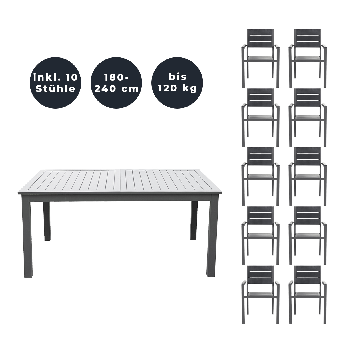 Home Deluxe Sitzgruppe CASA MADERA 10 Stühle