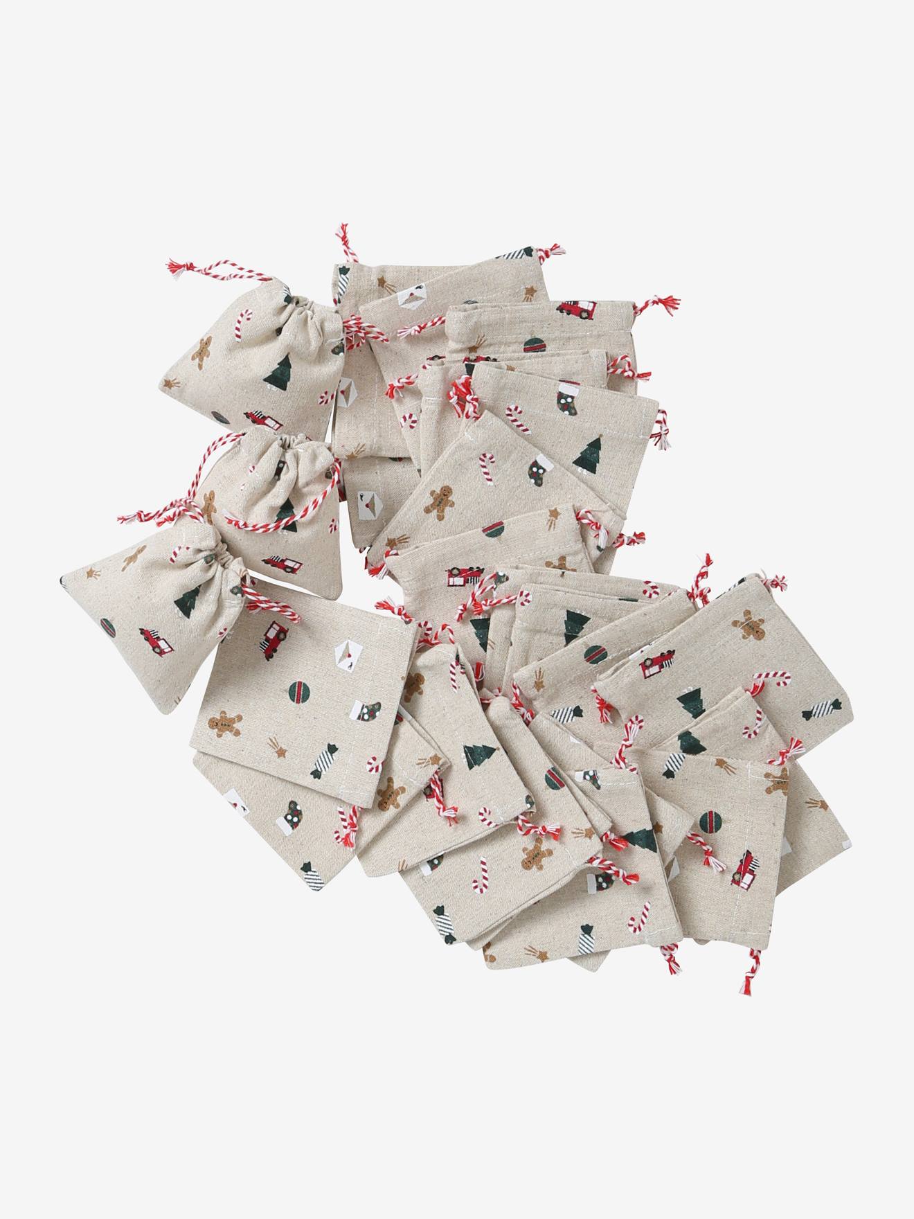 24 pochons pour calendrier de l'Avent beige / multicolore