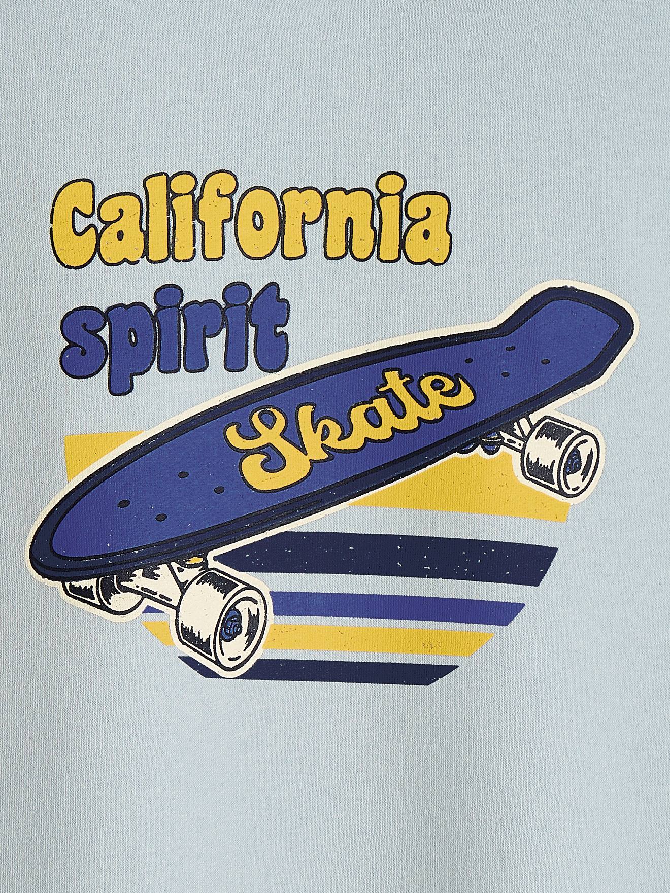 Sweat à capuche grand motif graphique garçon bleu ciel