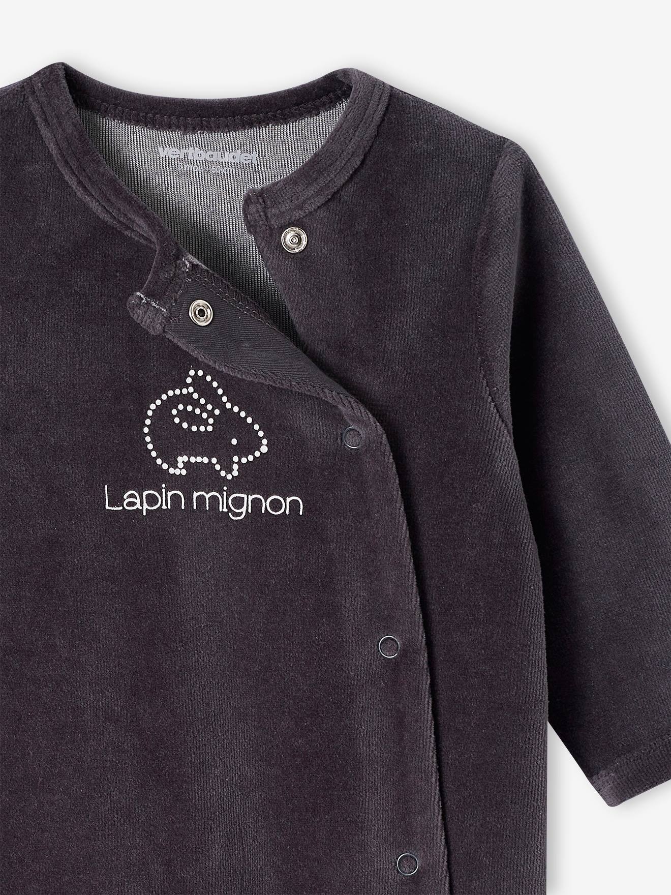 Lot de 2 dors-bien ouverture devant bébé en velours denim gris