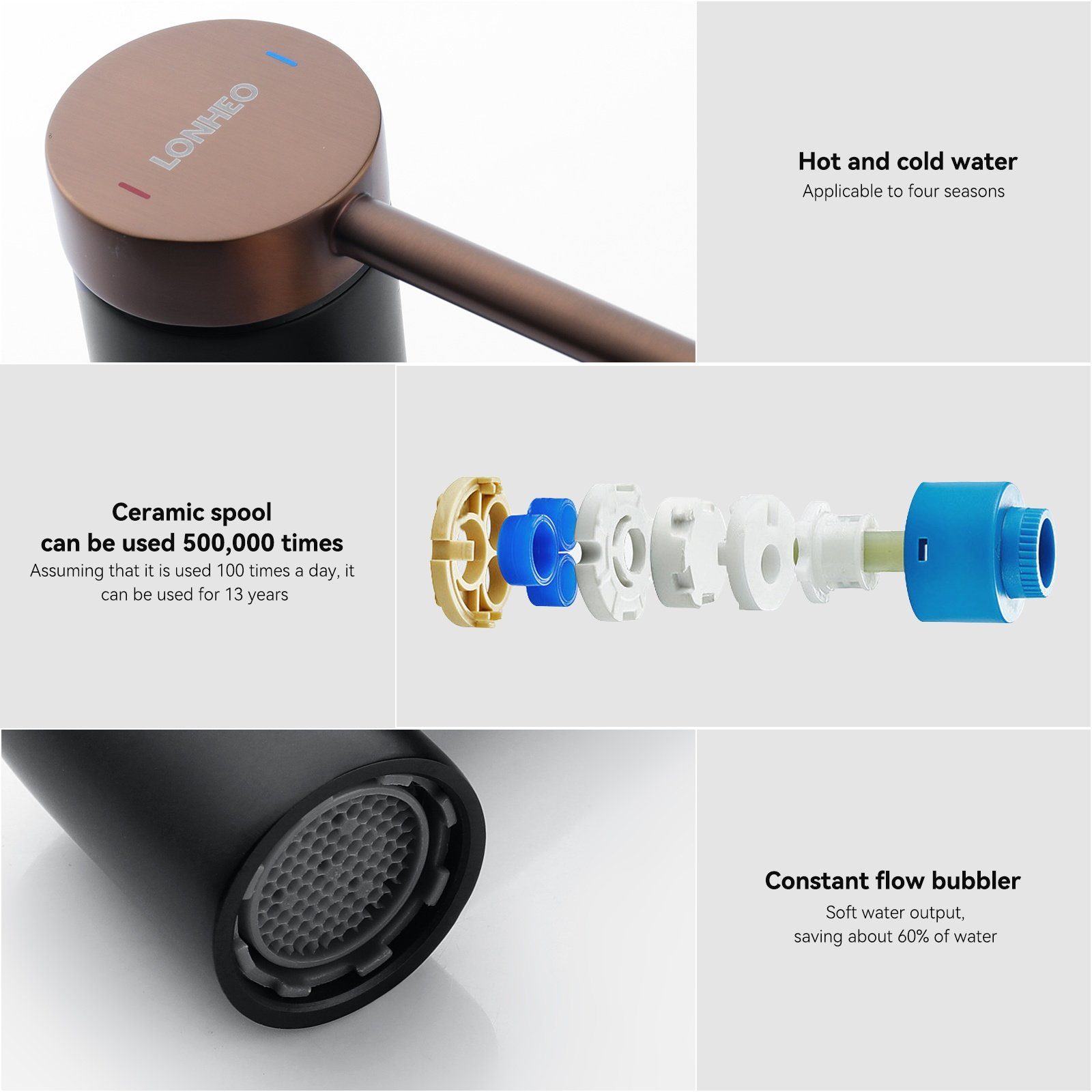 Auralum Waschtischarmatur Badezimmer-Wasserhahn moderner um 360°drehbarer Waschbecken-Wasserhahn