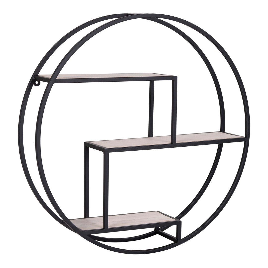 House Nordic Bücherregal Rotterdam-Regal – Rundes Regal, Naturholzregale mit schwarzem Ra...