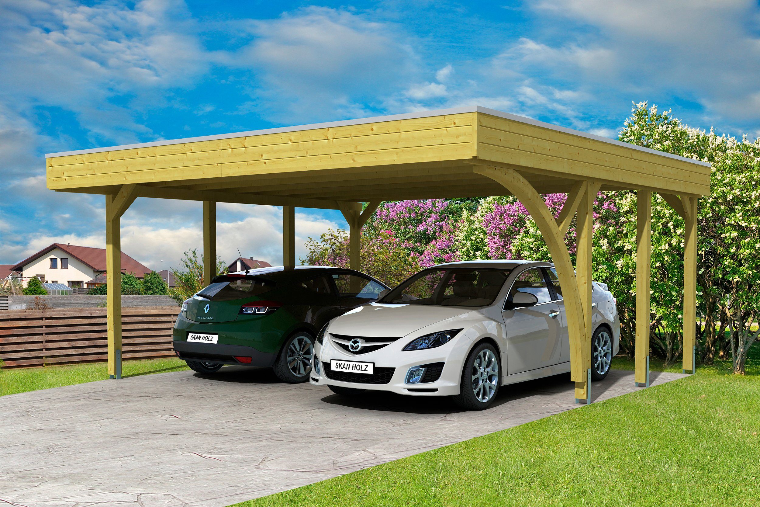 Skanholz Doppelcarport Friesland 7, BxT: 557x555 cm, 201 cm Einfahrtshöhe