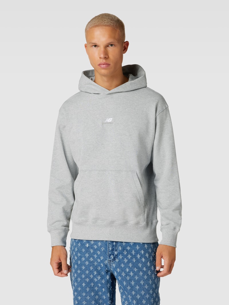 Hoodie mit Känguru-Tasche in hellgrau meliert