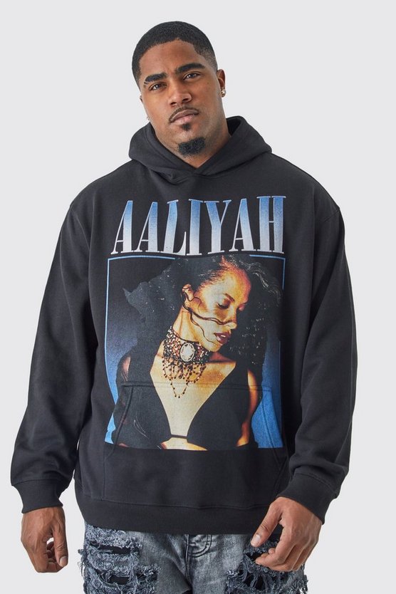 Plus Hoodie mit lizenziertem Aaliyah Print