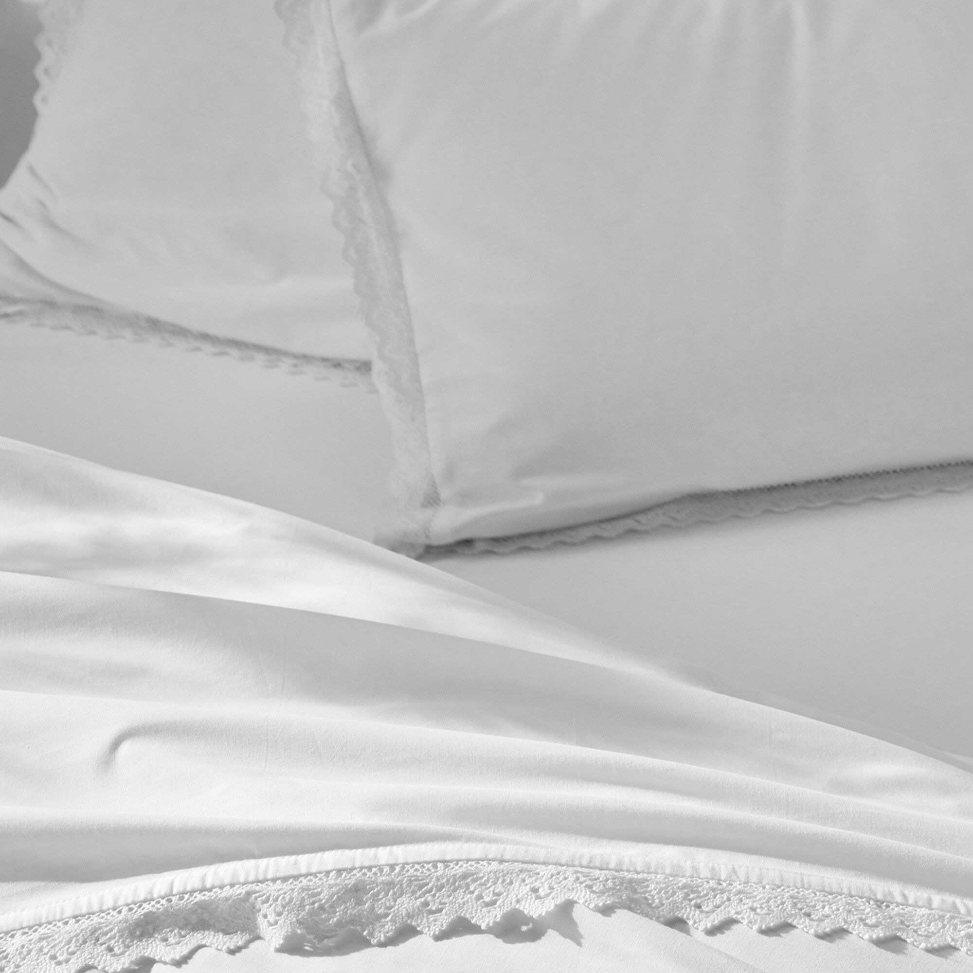 Linge de lit uni dentelle coton
