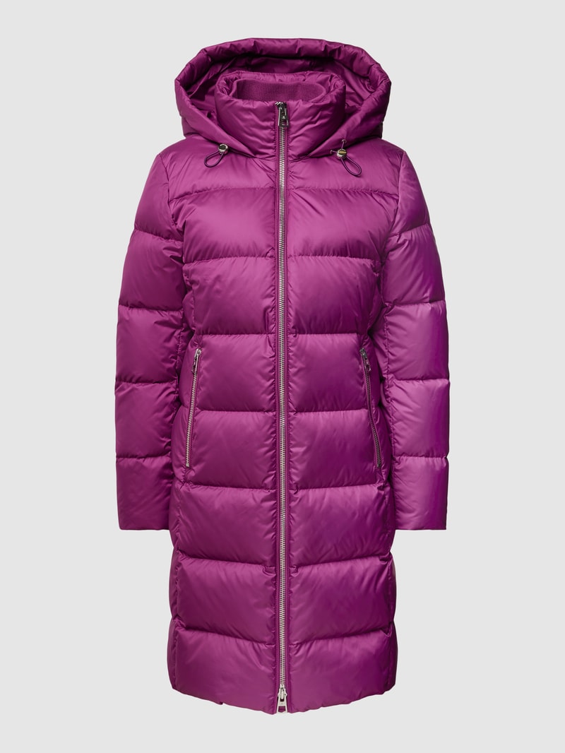 Daunenmantel mit Kapuze mit Tunnelzug in fuchsia