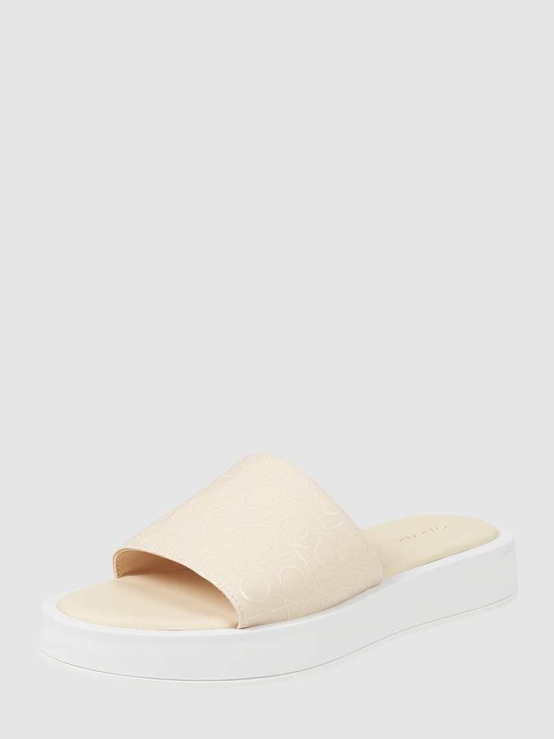 Pantolette mit Logo-Muster in sand