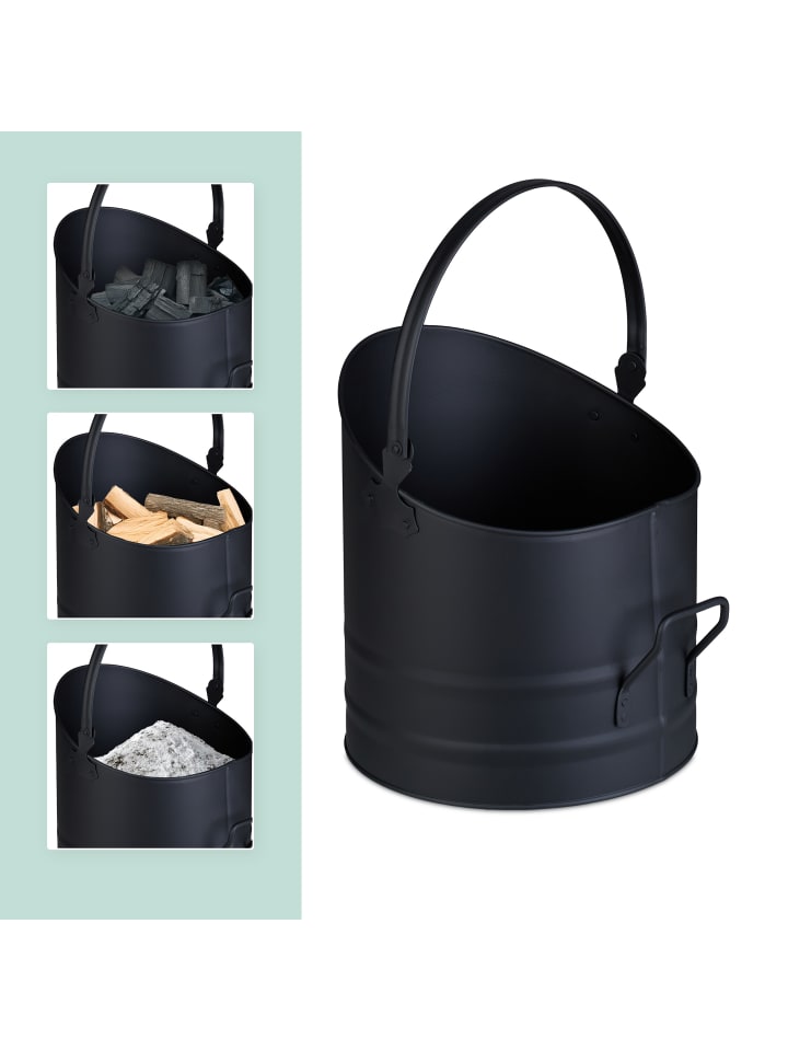 relaxdays Ascheeimer in Schwarz - 9,5 L günstig kaufen onesize