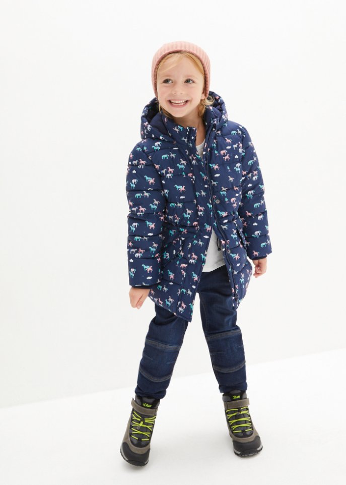 Mädchen Winterjacke mit Pferden, wasserabweisend und winddicht