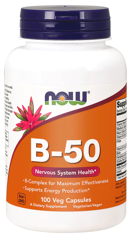 Now Foods витамин Б-50, комплекс витамина Б, веганске капсуле