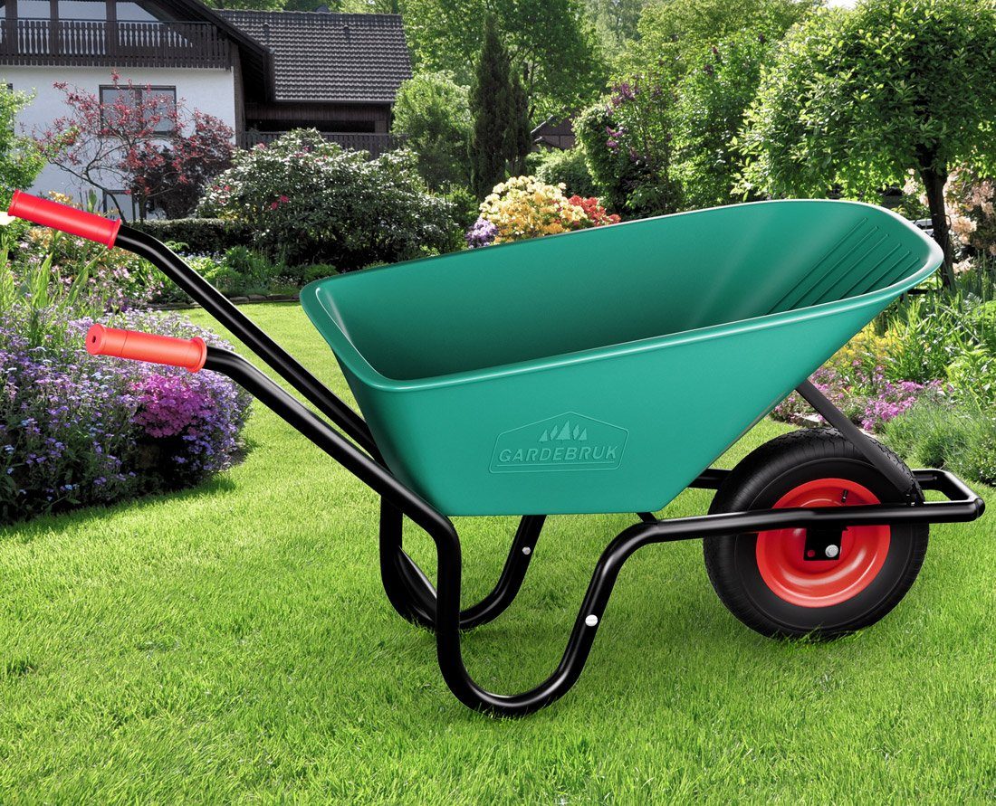 Gardebruk Schubkarre, 100 Liter Bauschubkarre Gartenschubkarre bis 150kg Belastbarkeit