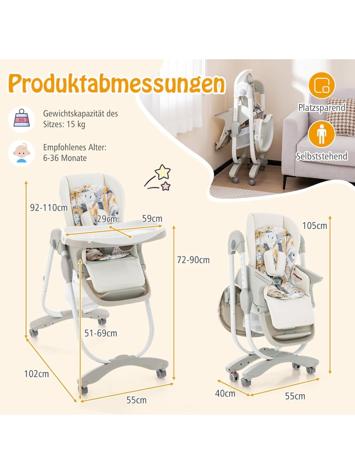 COSTWAY Hochstuhl für 6-36 Monate in Beige günstig kaufen onesize