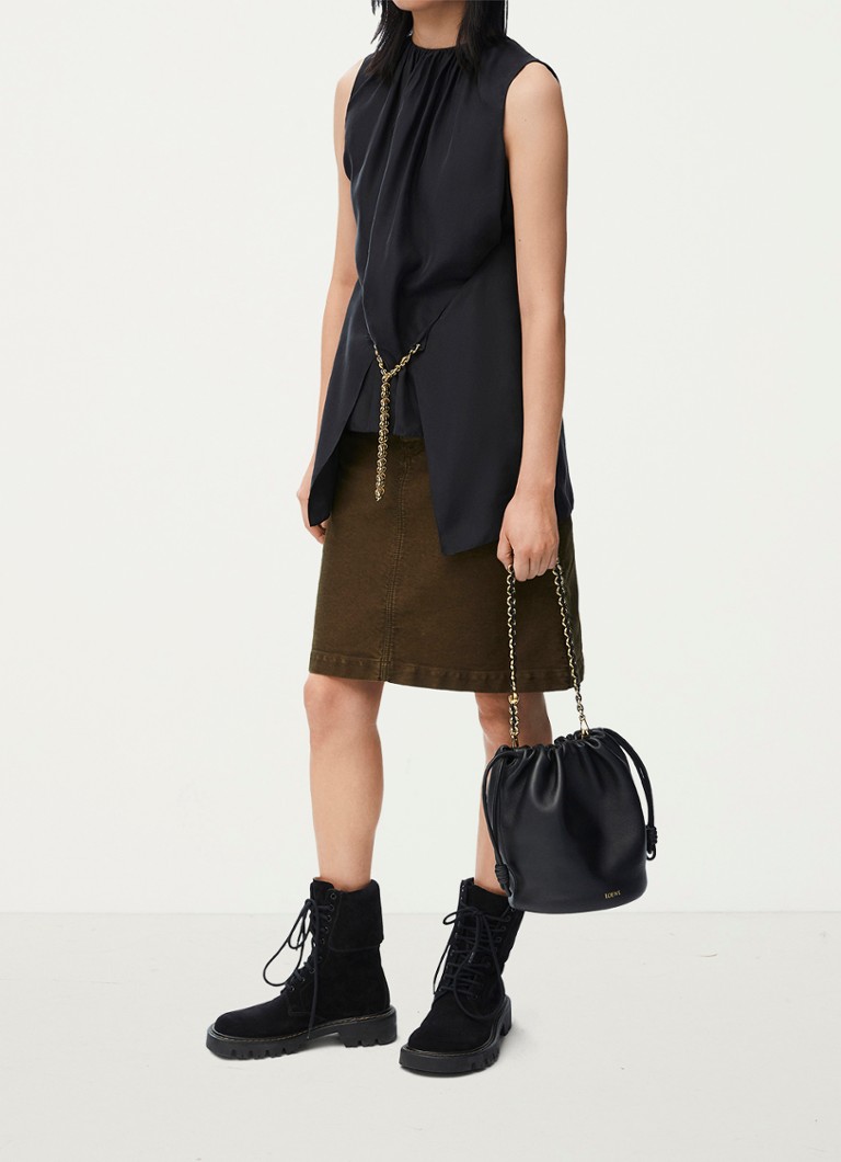 LOEWE Sleeveless silk top with detachable chain detail