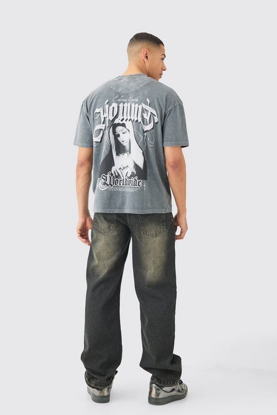 Lockere zerrissene Jeans in Grau