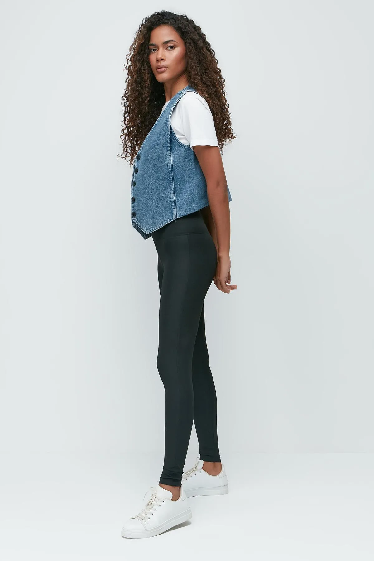 C&City  Lange Sportleggings mit hohem elastischem Bund 9401 Schwarz