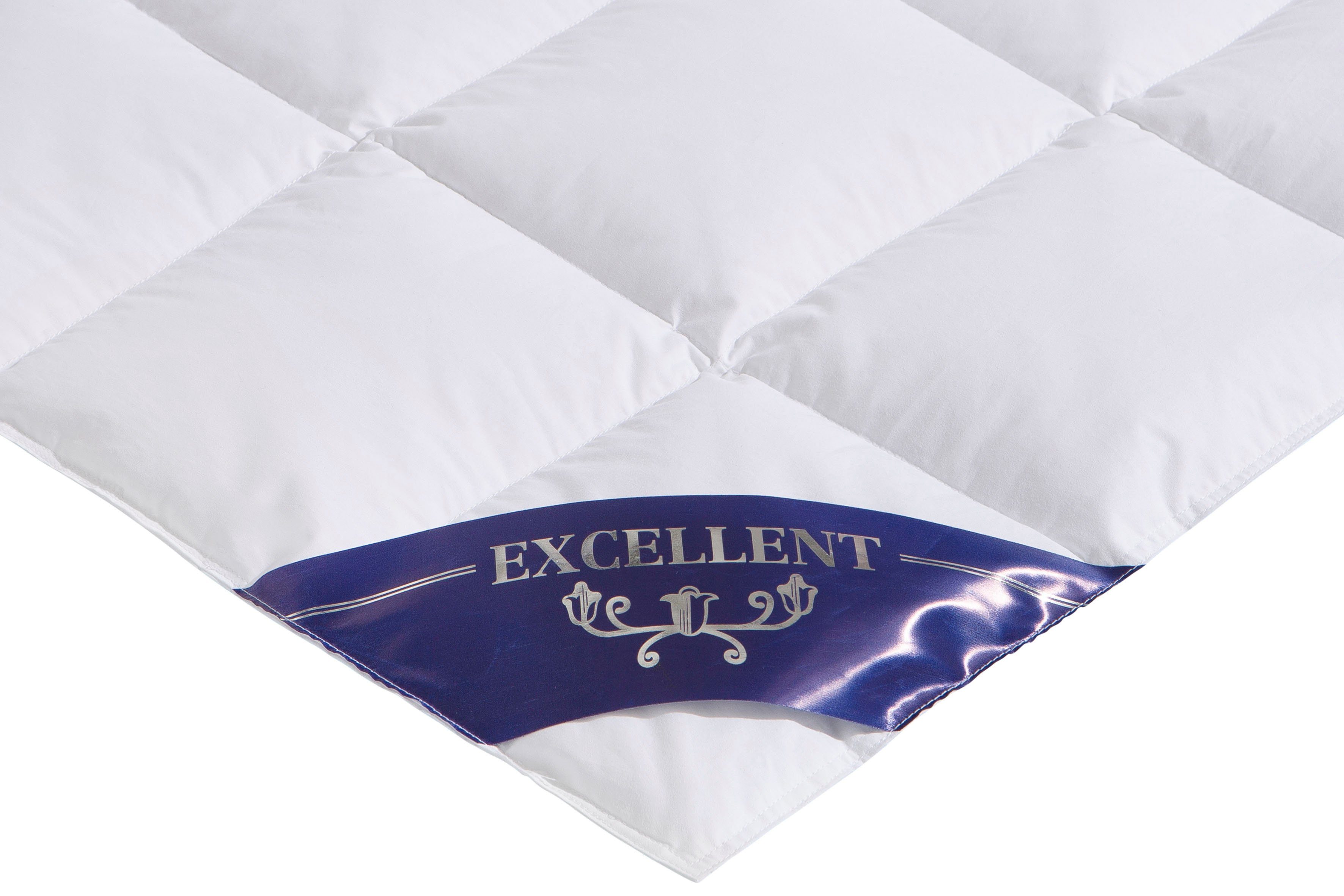 Daunenbettdecke + 3-Kammer-Kopfkissen, Zürich, Excellent, Füllung: 100% Daunen, Bezug: Einschütte (Bettdecke), Bettdecken-Set mit Kopfkissen, Bettdecke 135x200 und 155x220 cm