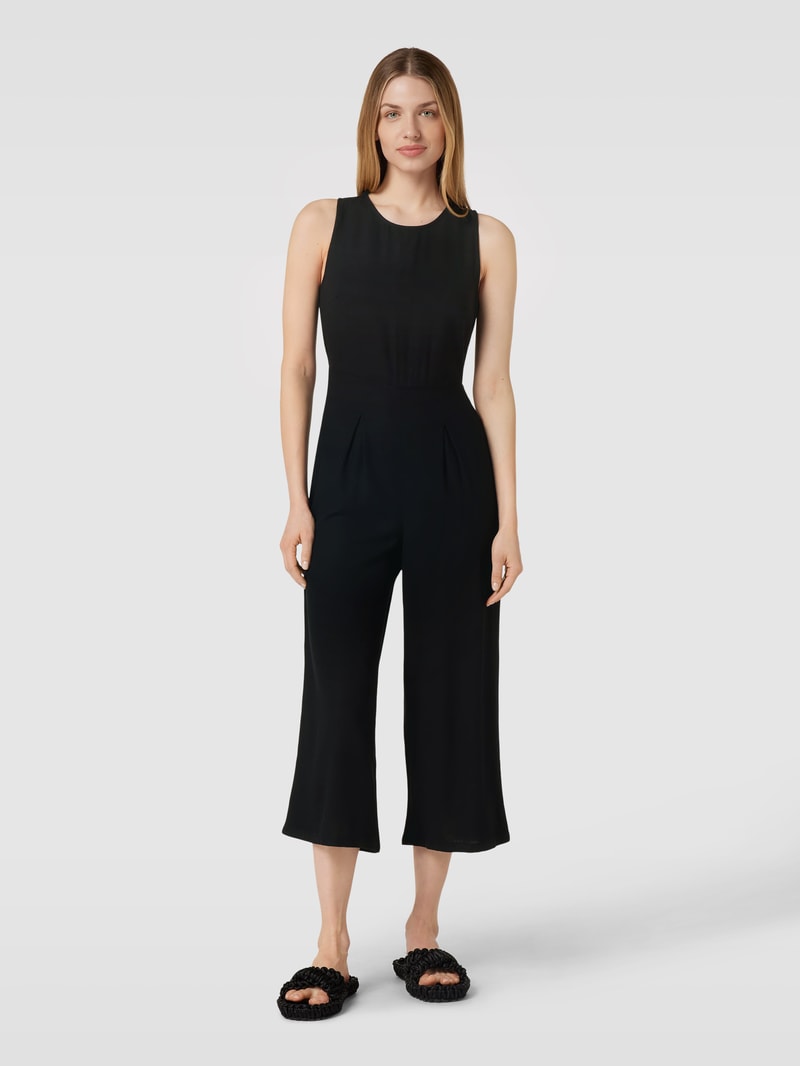 Jumpsuit aus Viskose-Leinen-Mix mit Kellerfalten Modell 'MILO' in schwarz