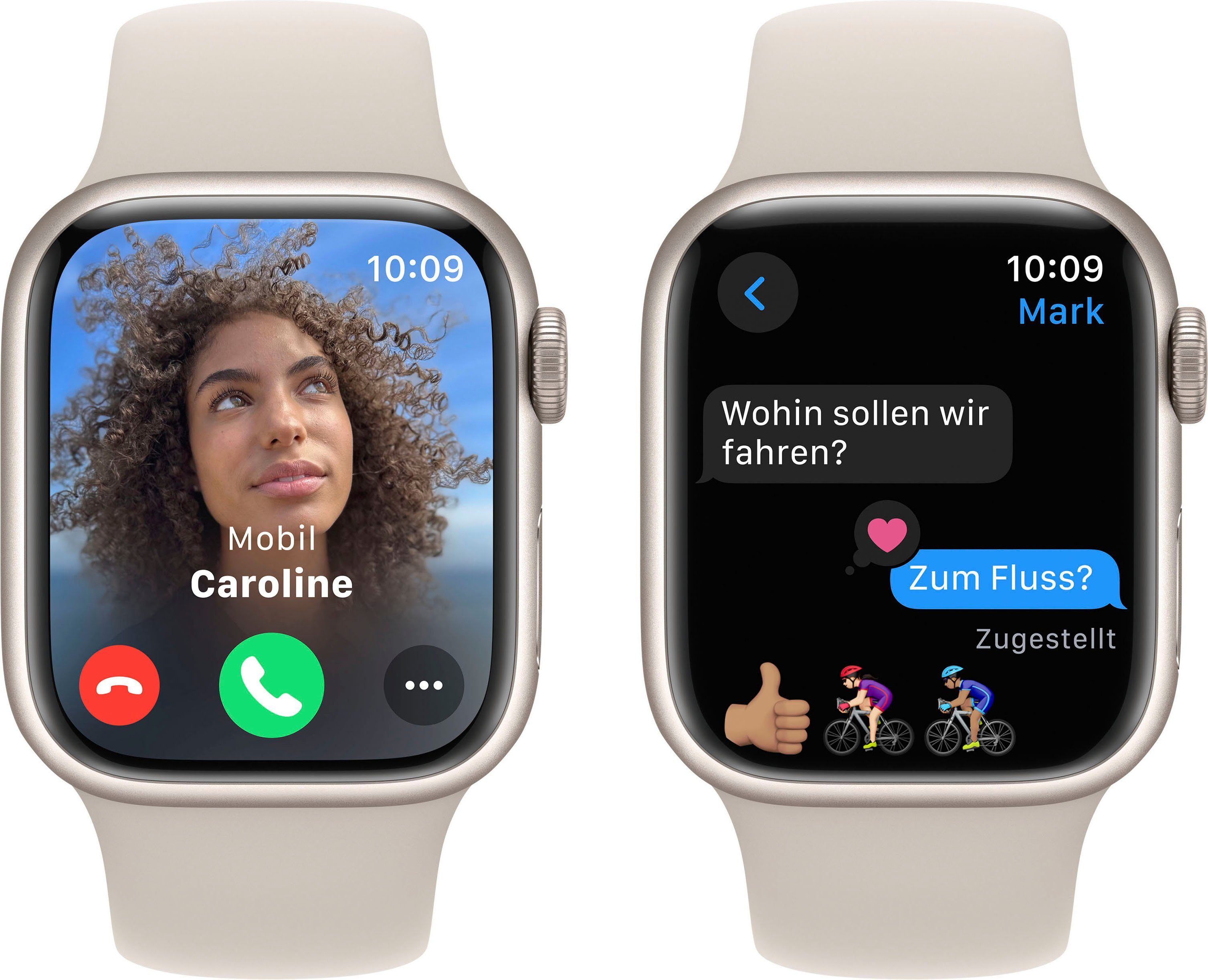 Apple Watch Series 9 GPS Aluminium 41mm M/L Smartwatch (4,1 cm/1,69 Zoll, Watch OS 10), Sport Band