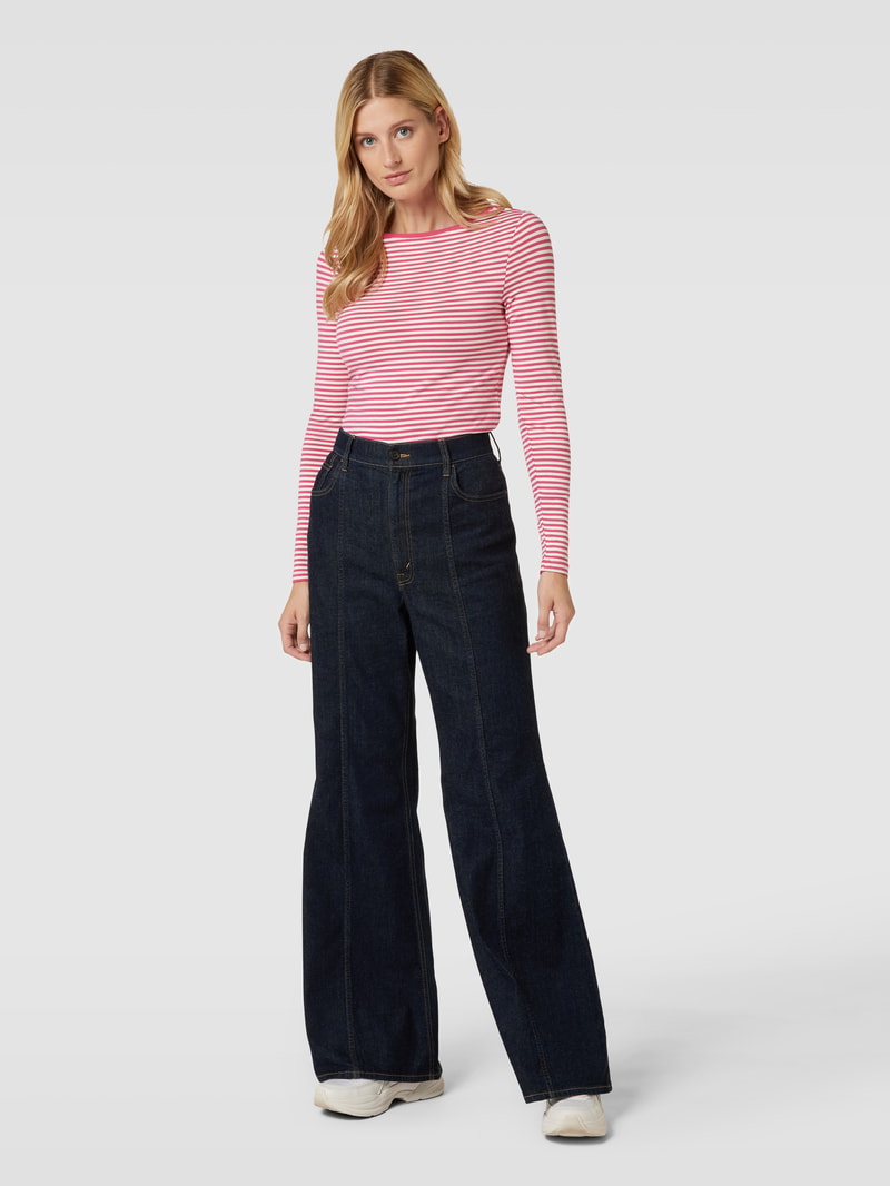 Longsleeve mit Streifenmuster und U-Boot-Ausschnitt in fuchsia