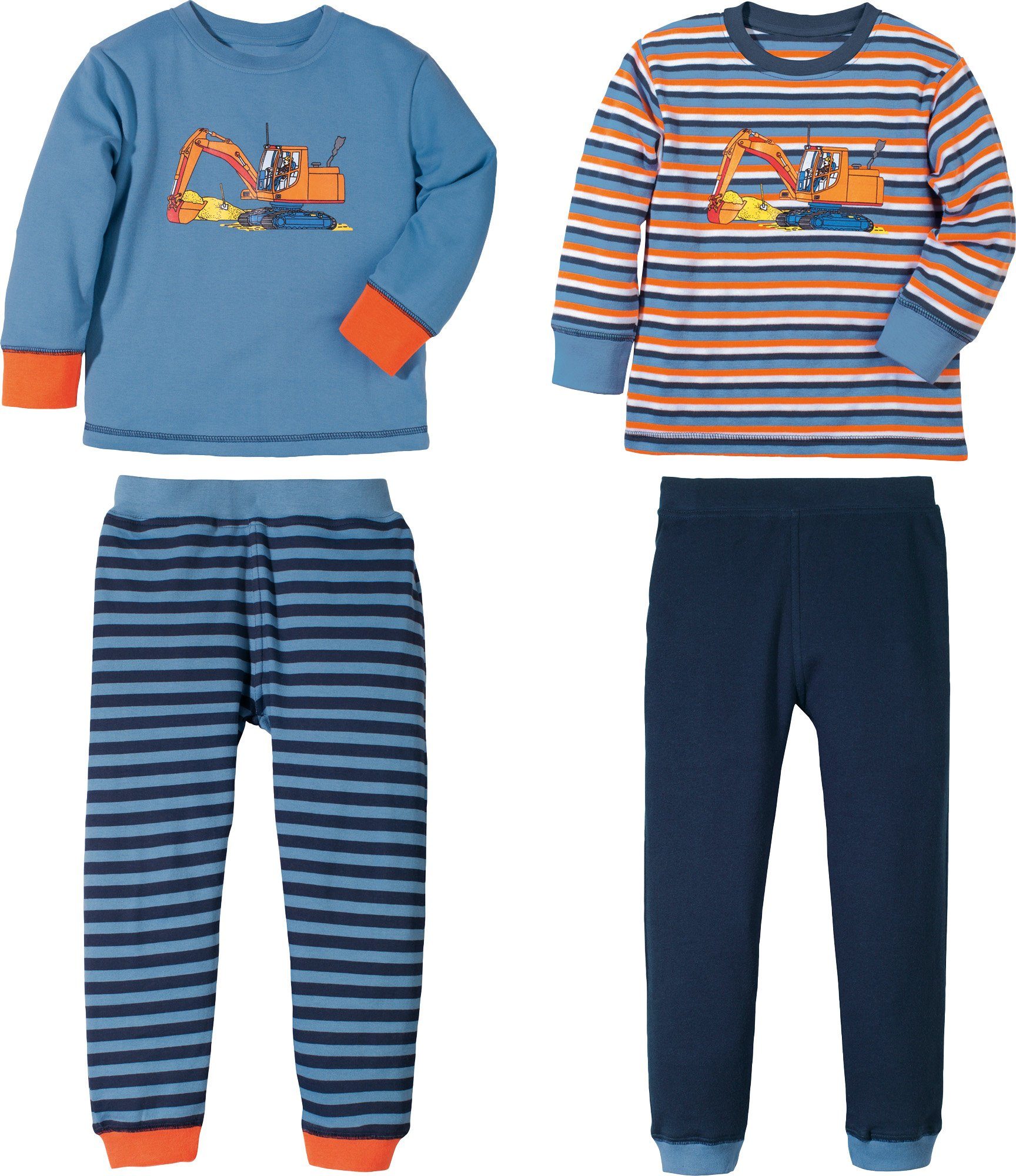 Erwin Müller Pyjama Kinder-Schlafanzug 2er-Pack Interlock-Jersey Streifen
