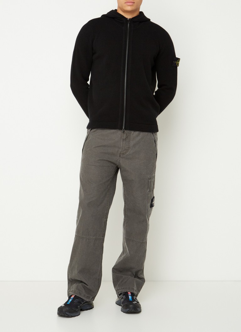 Cardigan cu glugă Stone Island 567A3 din amestec de lână și tricot gros