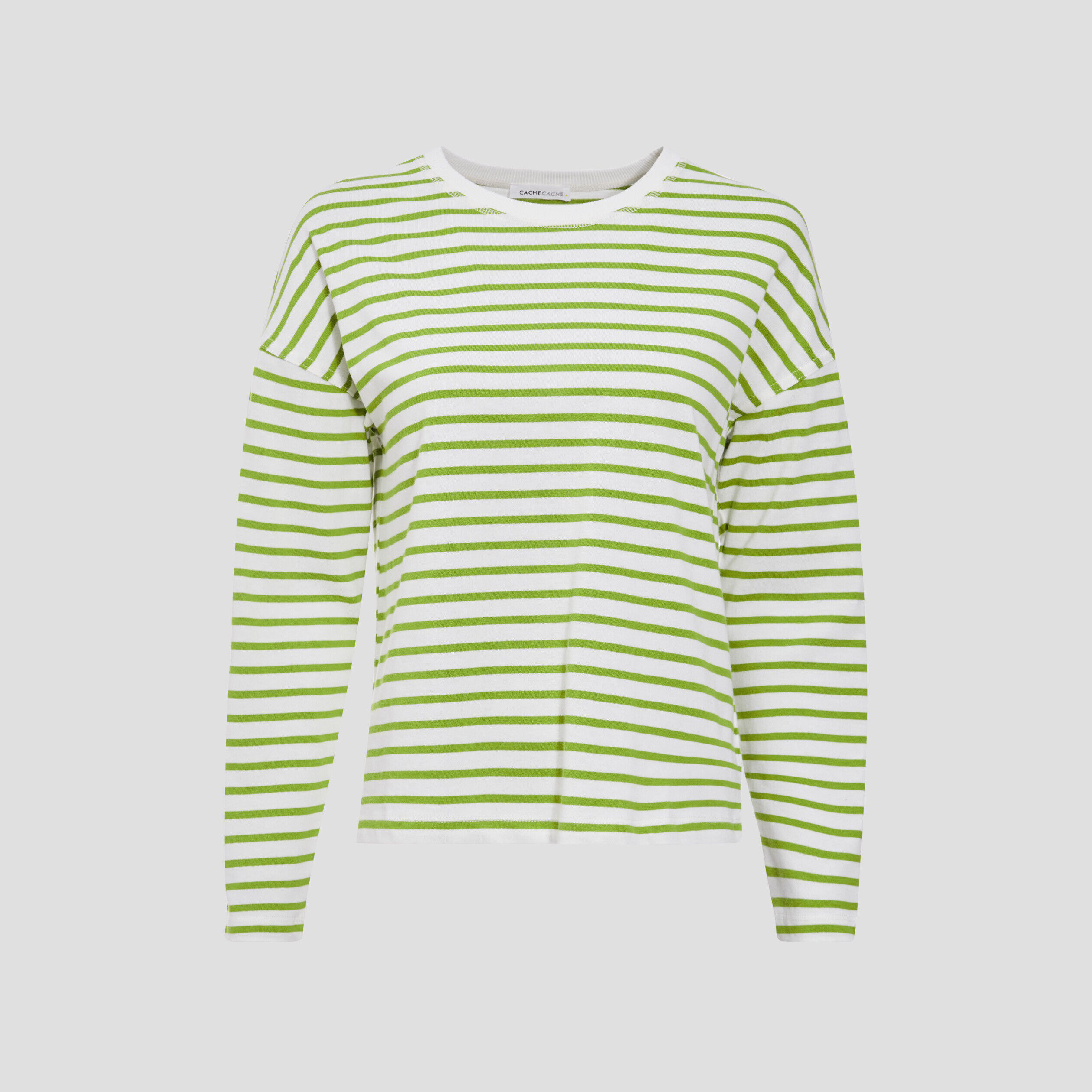 T-shirt manches longues vert anis femme | Cache Cache