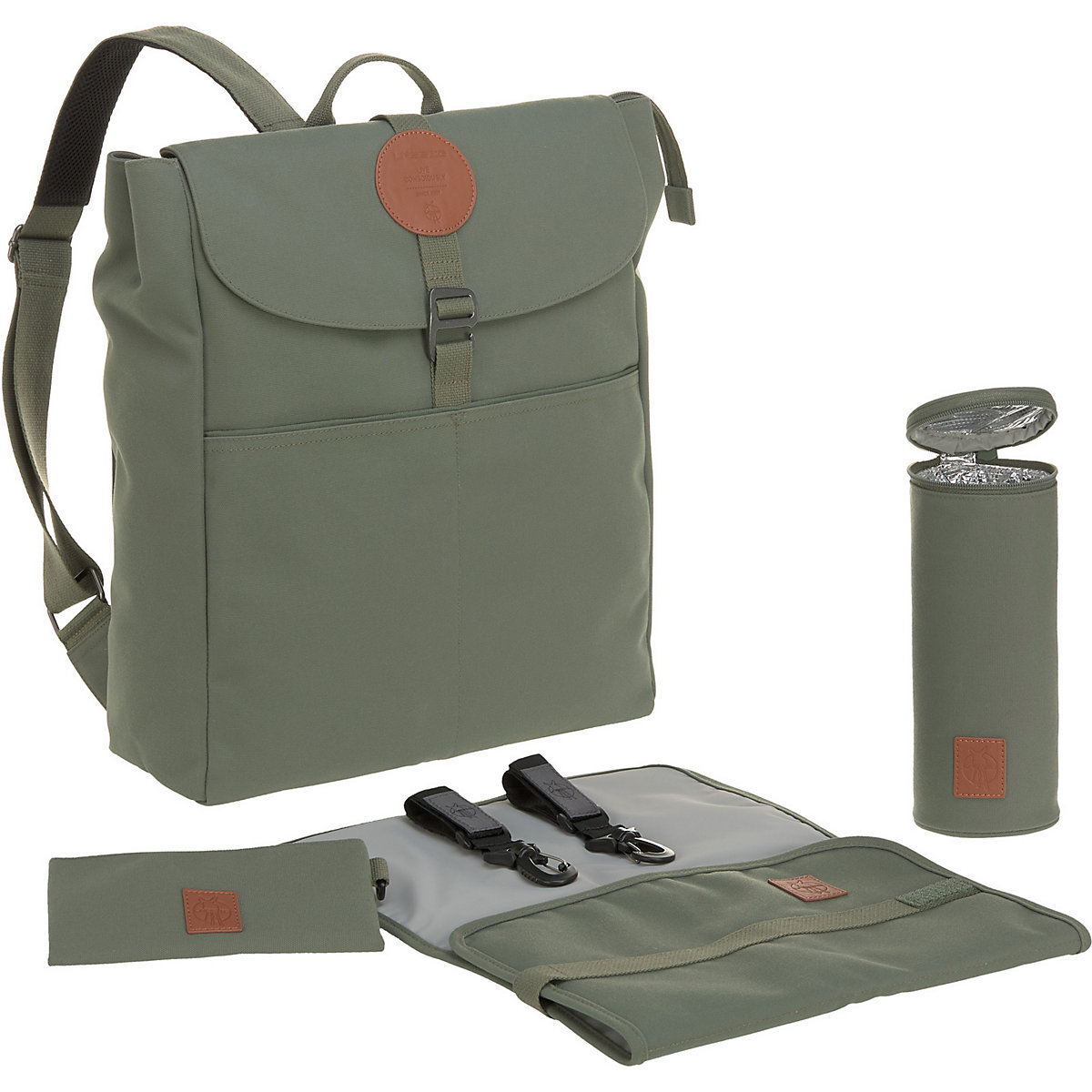 Wickelrucksack Adventure olive, inkl. Zubehör & Wickelunterlage