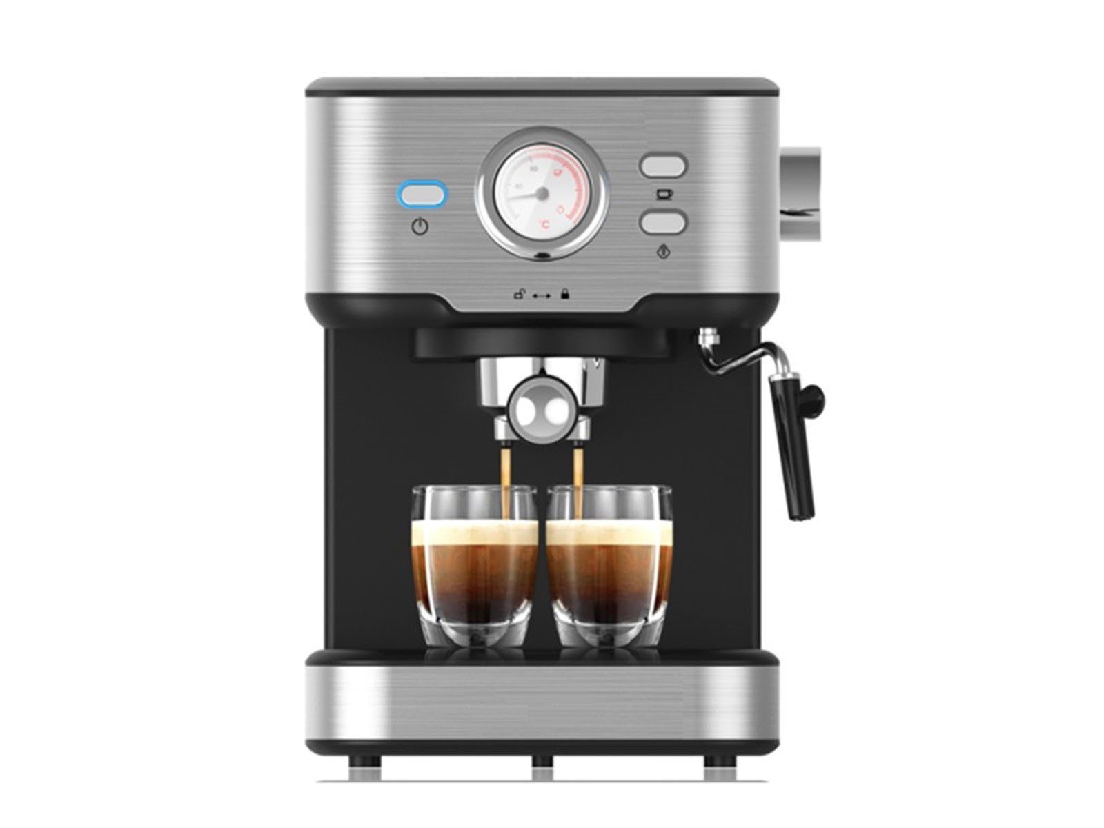 PRINCESS Siebträgermaschine, italienische Siebdruck Kaffee & Espresso-Maschine mit Milchaufschäumer