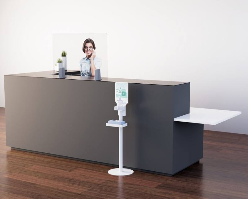 Paperflow Desinfektionsmittel-Station mit Handschuhspender 1214 mm Weiß