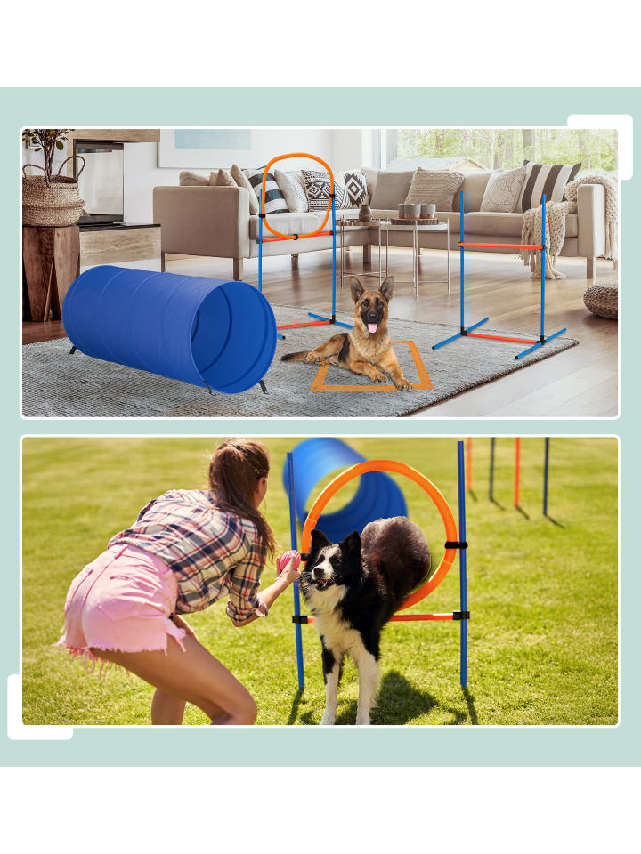 relaxdays 76-tlg. Agility Set in Blau/ Orange günstig kaufen onesize