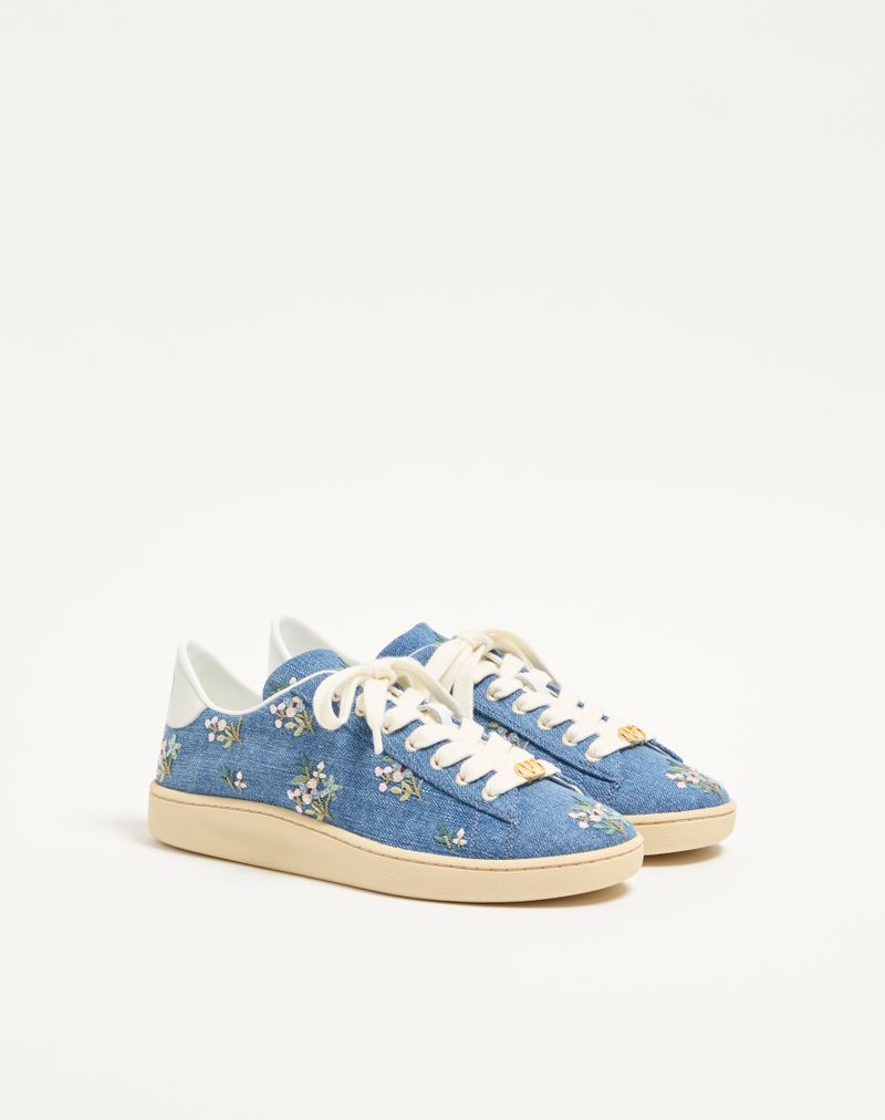 Baskets en denim Royco avec broderie florale