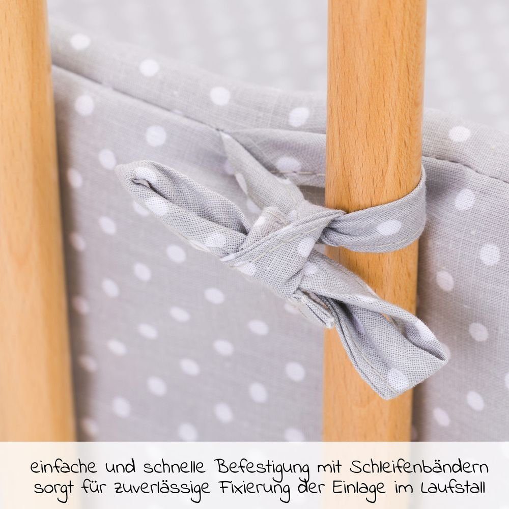 Fillikid Laufgitter kleine Punkte Exklusiv - Grau, Laufstalleinlage Flexi für Laufgitter mit 75 x 100 cm & 100 x 100 cm