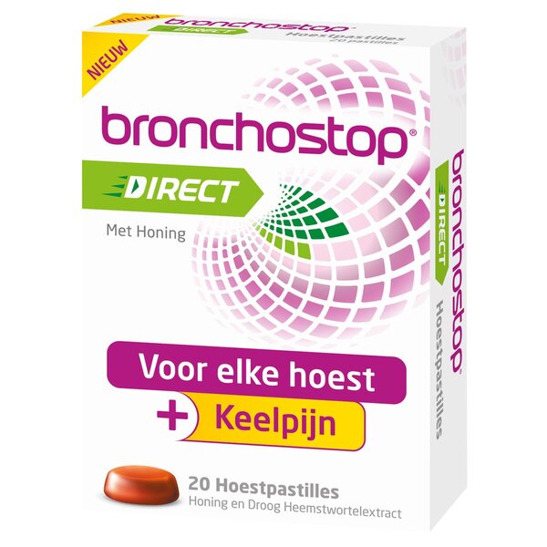 Bronchostop Direct mézes köhögéscsillapító szopogatótabletta Orvostechnikai eszköz - 20 darab