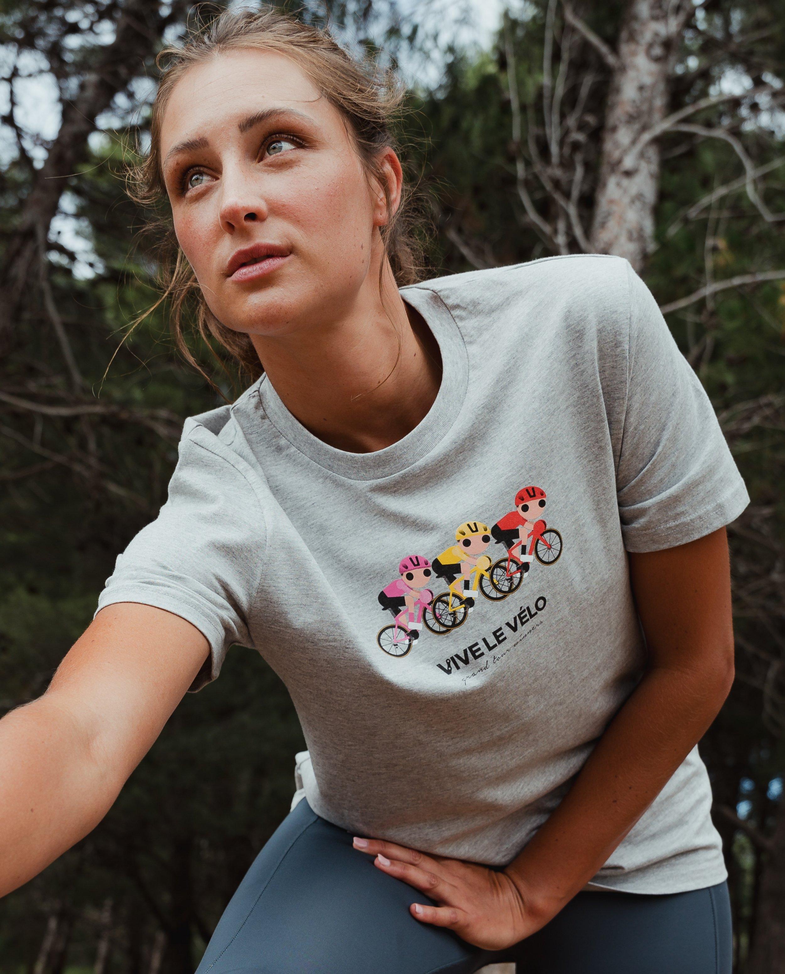 Länge leve cykel-T-shirt med tryck grå