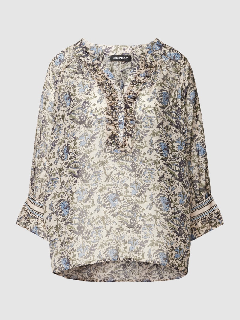 Blusenshirt mit Allover-Muster in khaki