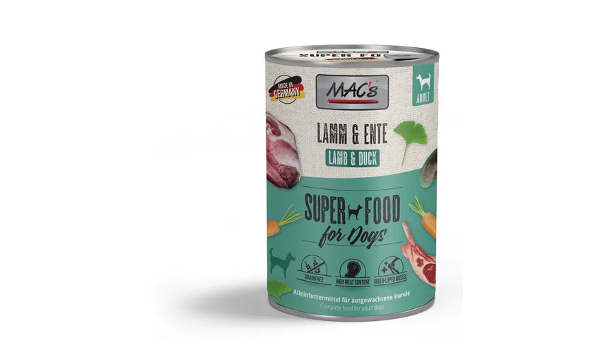 MAC's DOG Hundenassfutter Lamm & Ente 400 g