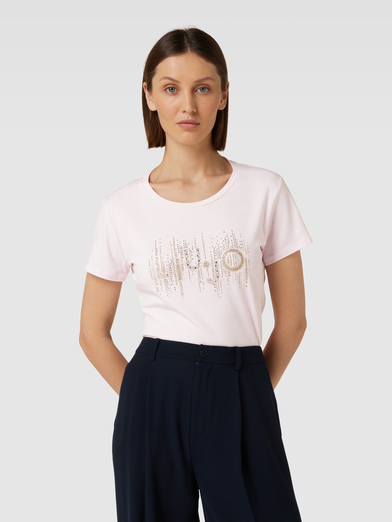T-Shirt mit Ziersteinbesatz in rosa