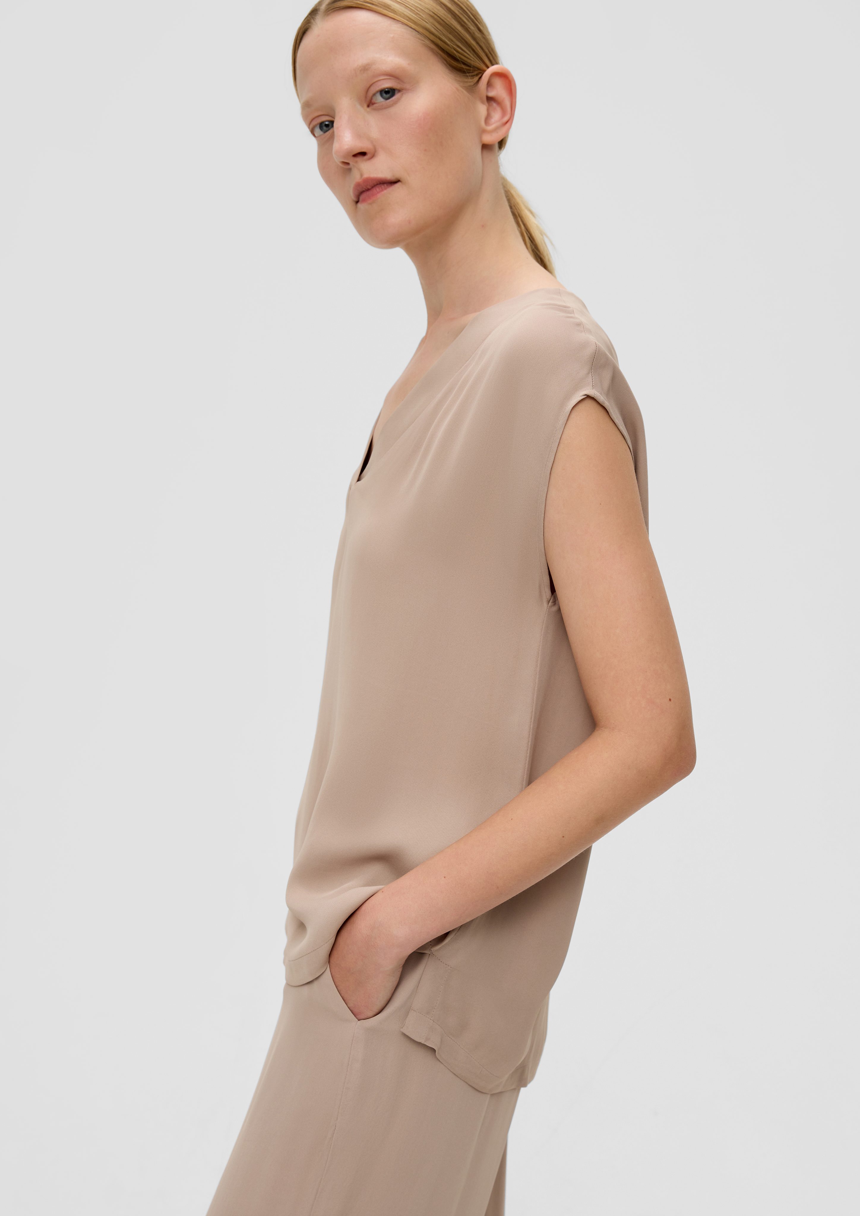 s.Oliver BLACK LABEL Kurzarmbluse Bluse mit Kappärmeln