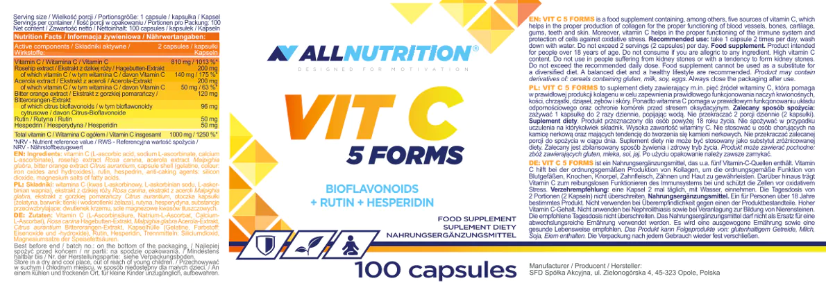 Allnutrition vitamin C 5 oblika, kapsule