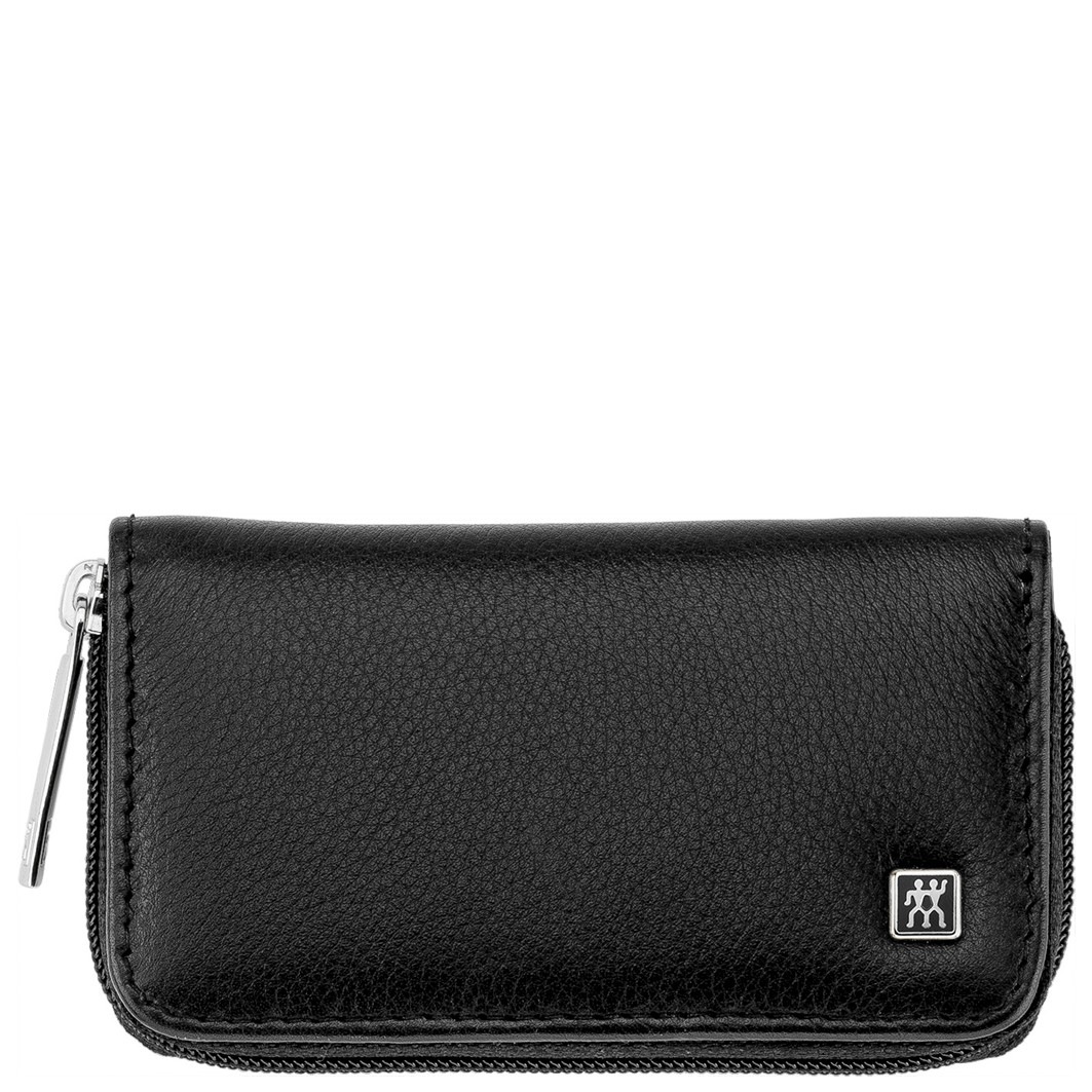 Schwarzes Leder-Etui mit Reißverschluss 3-tlg. aus hochwertigem Leder